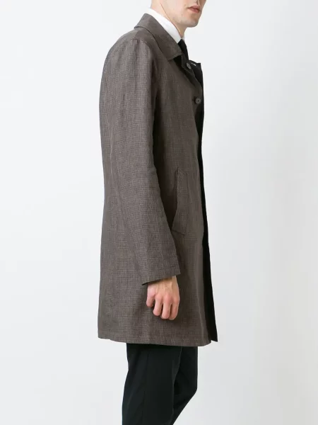 Kostkovaný jednořadý kabát Lardini hnědý