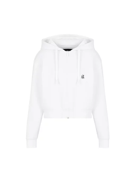 Bluza z kapturem Armani Exchange z kapturem o krotszym kroju biała