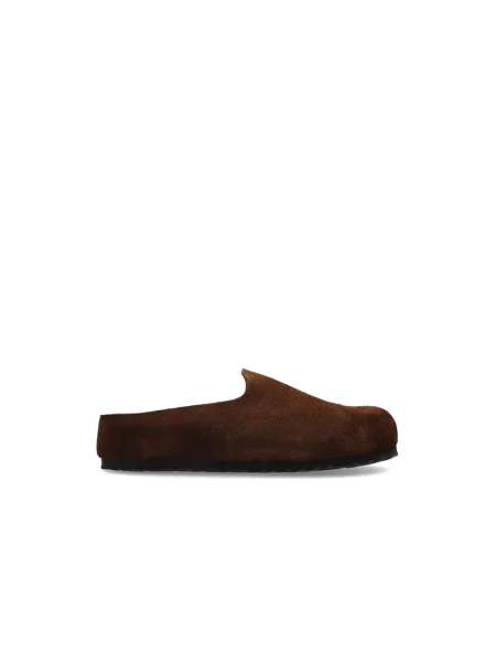 Klapki Birkenstock zamszowe brązowe