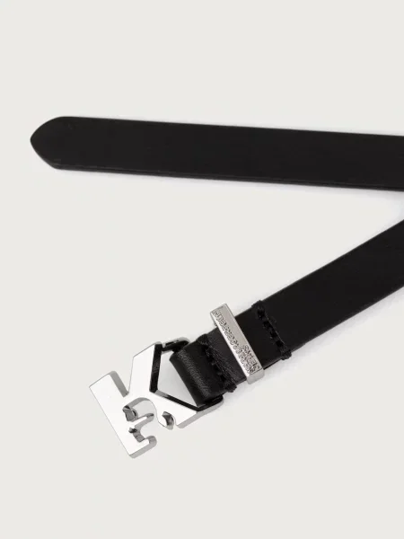 Karl Lagerfeld Jeans pas usnjeni črna
