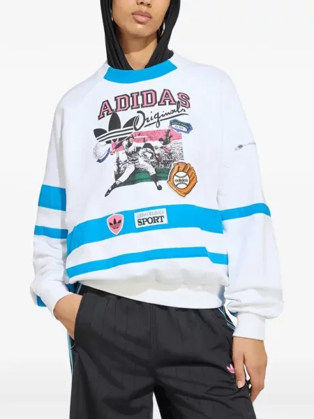 Hanorac Adidas din fleece cu autograf cu gradient albastru