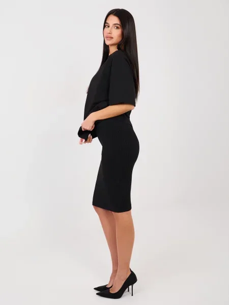 Rochie midi Rue Paris până la genunchi negru