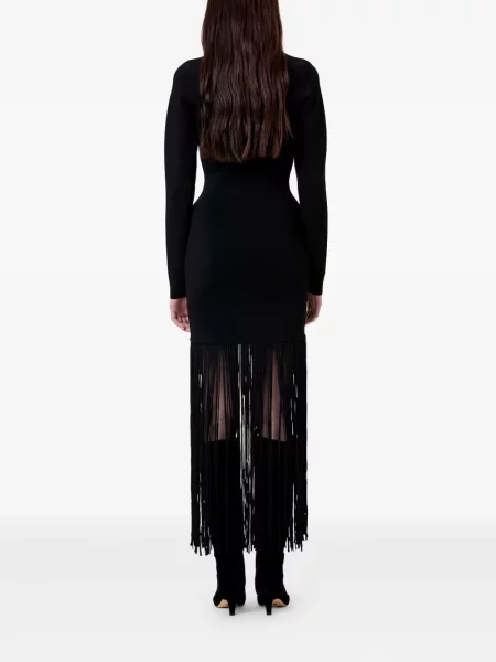 Rochie maxi Nicholas cu franjuri de costum negru