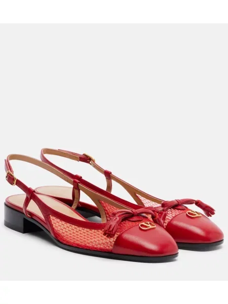 Balerini Valentino Garavani din piele slingback roșu