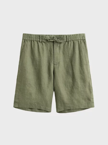 Лляні шорти Gant оливкові