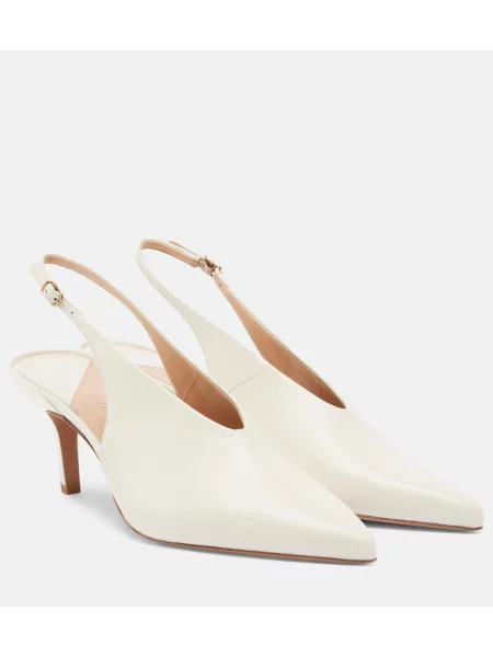 Pantofi cu toc Chloé din piele slingback alb