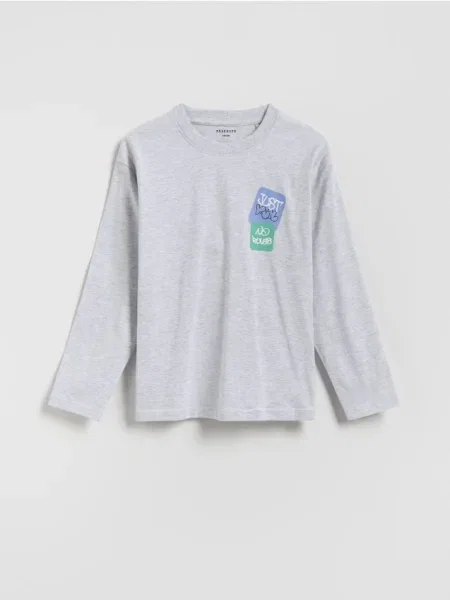 Reserved Tricou cu mânecă lungă din deschis gri