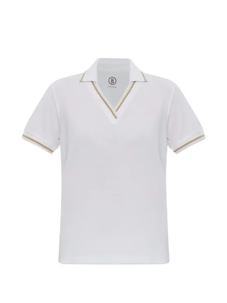 Тениска Bogner на райета с V-образно деколте бяло