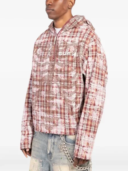 Кариран суичър с качулка Guapi червено