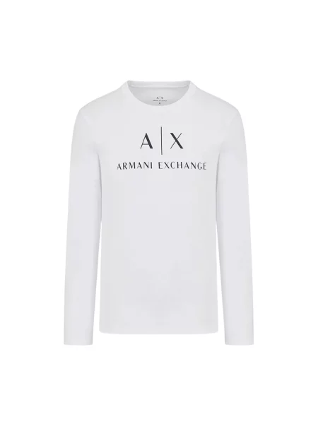 Bluzka z długim rękawem Armani Exchange z logo biała