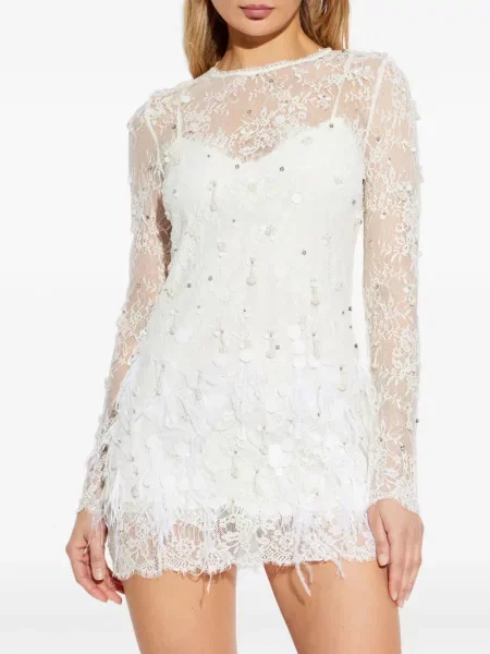 Rochie mini Loveshackfancy din dantelă de costum alb