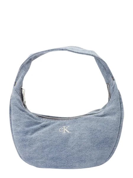 Ročna torba Calvin Klein Denim Soft Crescent Sm modra
