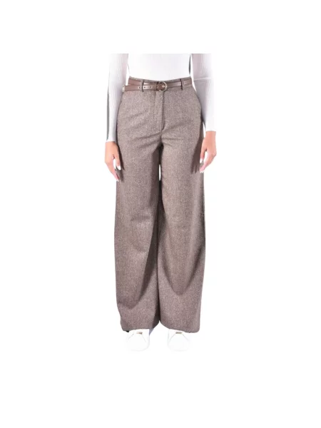 Spodnie Max Mara Studio wełniane brązowe