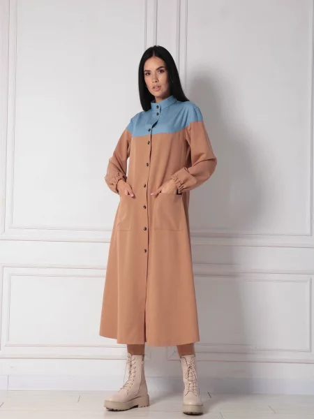 Сукня міді RiMari світло-коричневий бавовна/поліестер коричнева