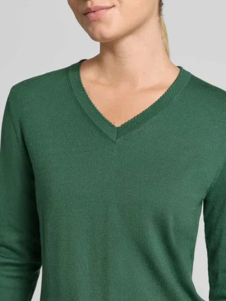 Sweter z mieszanka z dekolt w serek Christian Berg Woman zielony