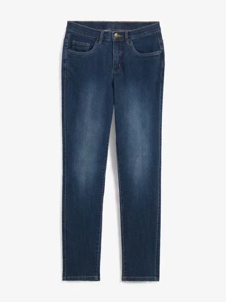 Jeansy ze stretchem mid waist prosta nogawka niebieskie
