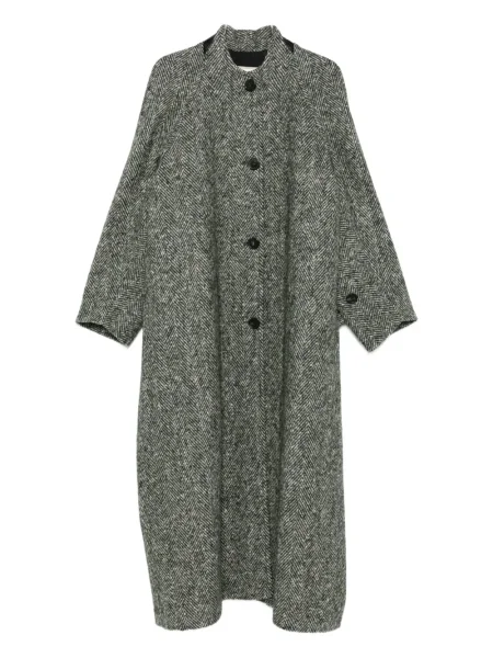 Palton Litkovska cu model herringbone verde