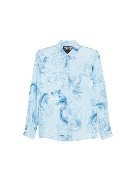 Koszula dżinsowa Versace Jeans Couture z nadrukiem niebieska