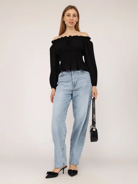 Блуза YUKI віскоза/поліамід чорний