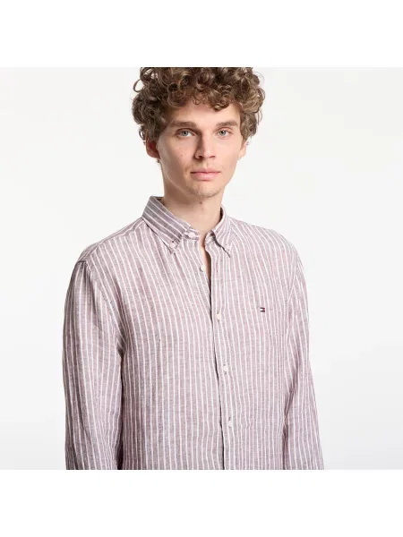 Πουκάμισο Tommy Hilfiger Linen Bengal Stripe Rf Shirt Safari Canvas/ White XL λευκό