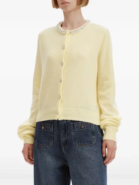 Cardigan B+ab cu perle galben
