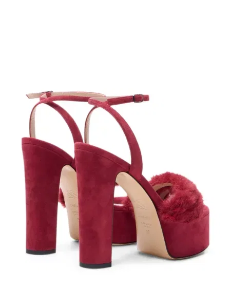 Pantofi cu toc Casadei din piele de căprioară cu platformă roșu