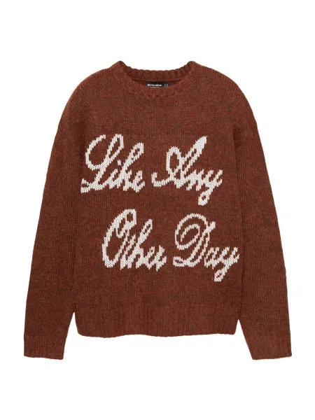 Pull&Bear Pulover maro alb