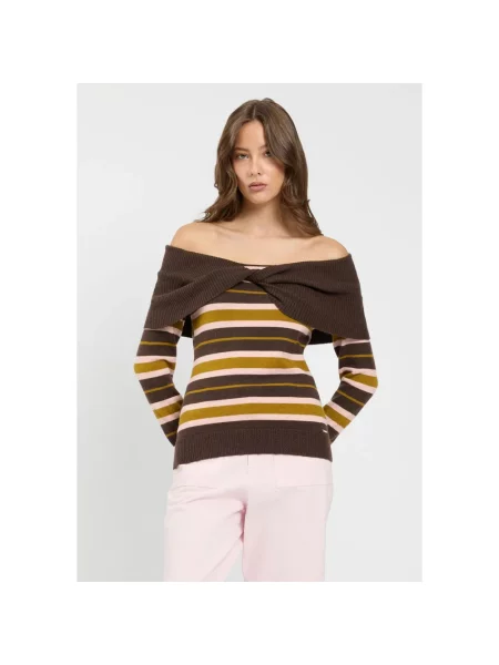 Sweter Twinset w paski z paskiem