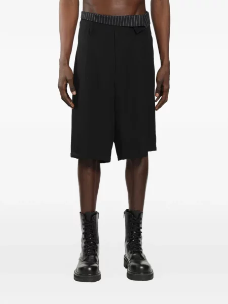 Pantaloni scurți Yohji Yamamoto de lână negru