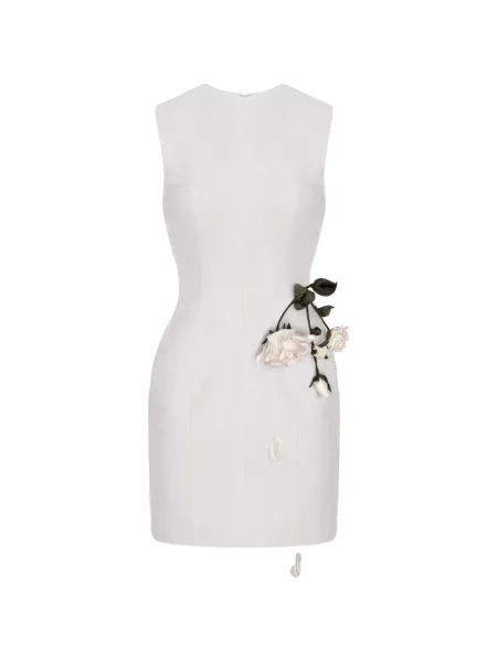 Rochie mini Cristina Savulescu fără mâneci cu aplicații de costum alb