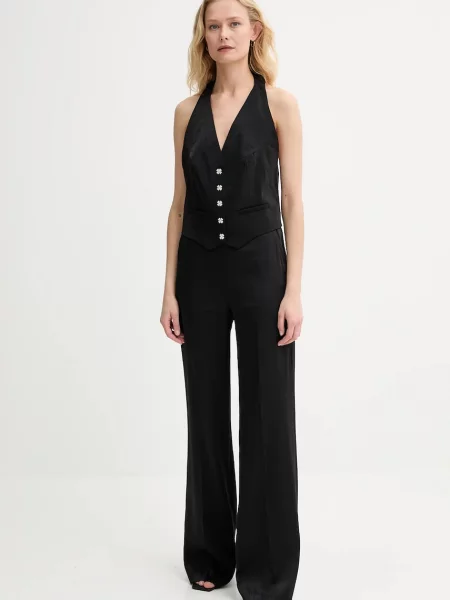 Morgan spodnie PVTEO.F szerokie high waist PVTEO.F czarny