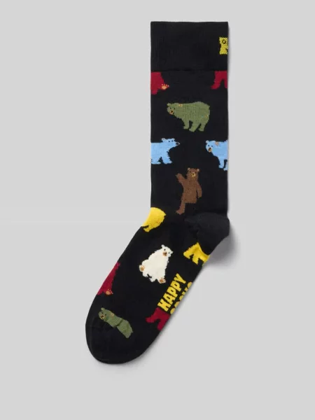 Skarpety z nadruk z logo model Bear' Happy Socks czarne