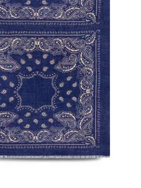 Fular Hartford cu imagine cu model paisley albastru