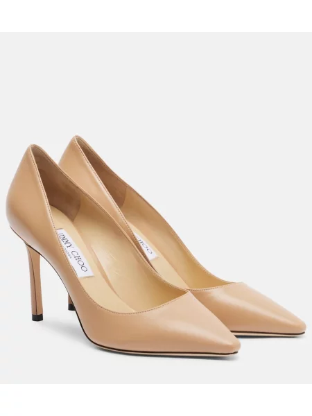 Pantofi cu toc Jimmy Choo din piele bej