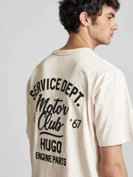 T-shirt z wyhaftowanym logo model ‘Nampie’ Hugo Blue biała