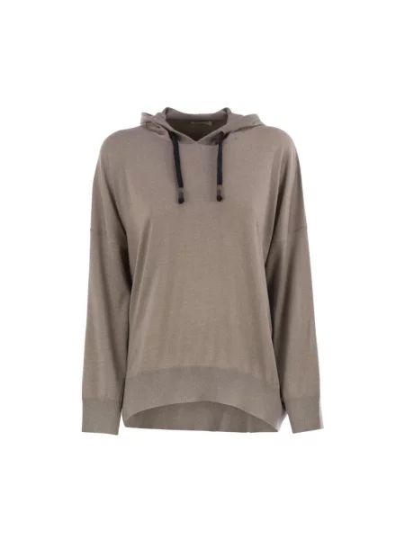 Bluza z kapturem Brunello Cucinelli z kaszmiru z kapturem brązowa