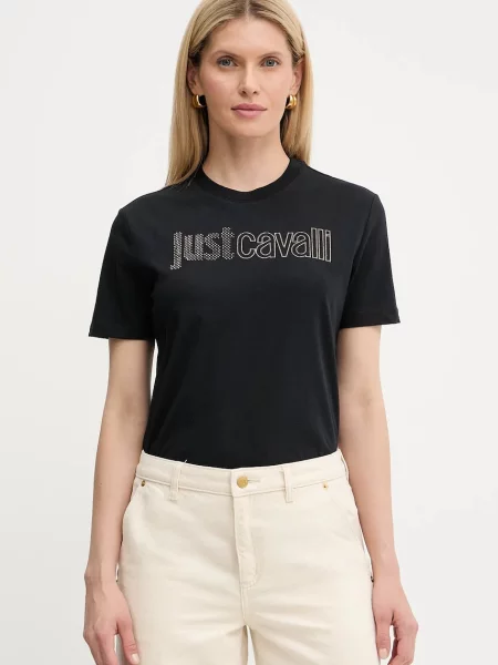 Тениска Just Cavalli дамска черно