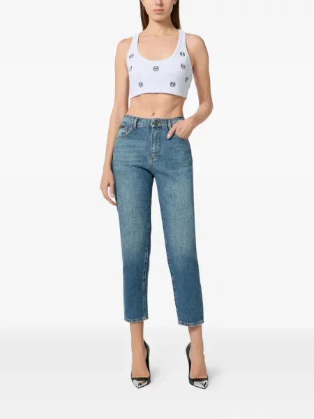 Top Philipp Plein cu nervuri alb