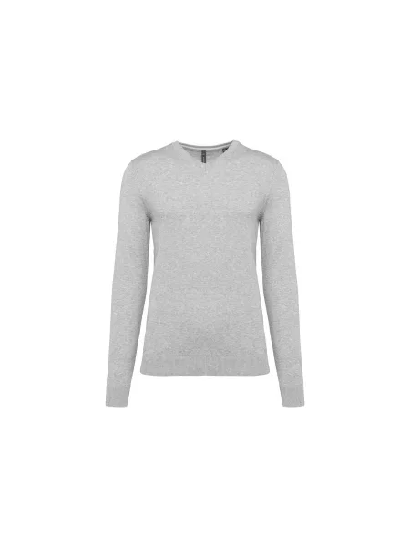 Ekologiczny sweter z dekoltem w szpic Kariban szary