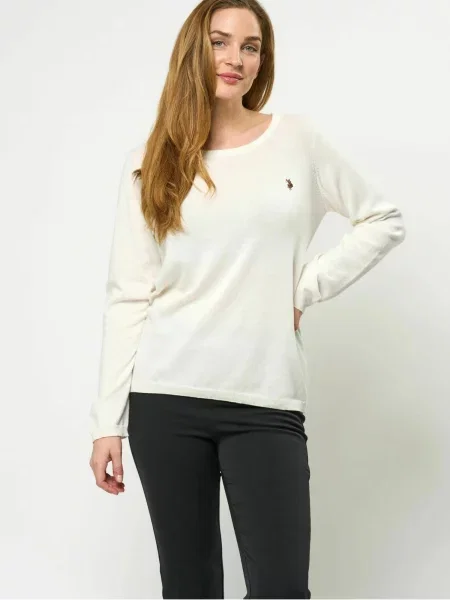 U.S. POLO ASSN. Pulóver UWMay természetes fehér