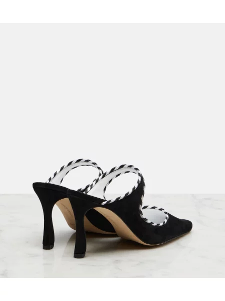 Papuci tip mules Manolo Blahnik din piele de căprioară negru