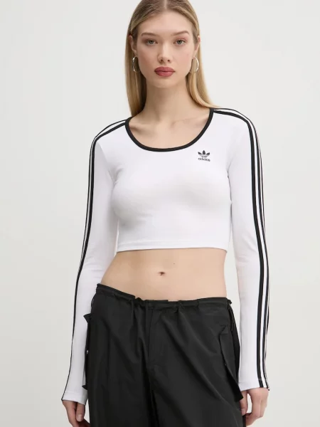 Блуза с дълги ръкави adidas Originals 3S LS CROP бяло