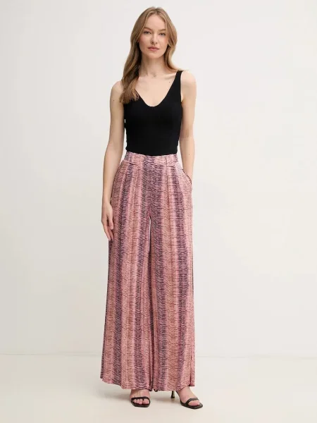 Штани Hoss Intropia прямі висока посадка рожевий