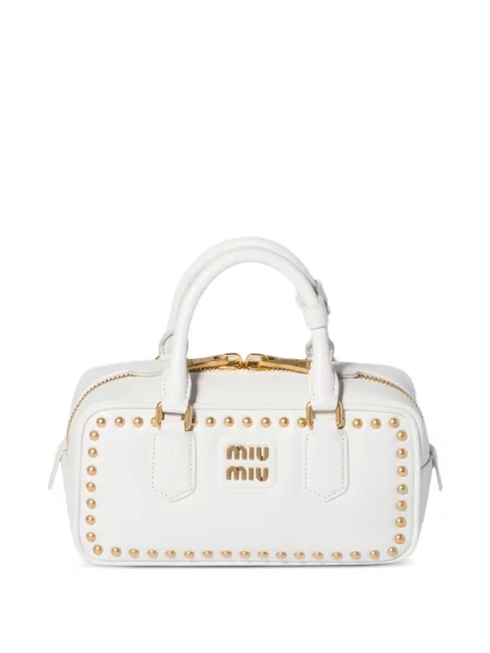 Geantă Miu Miu din piele cu tepi alb