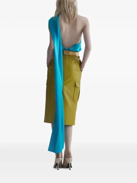 Топ Mugler с гол гръб синьо