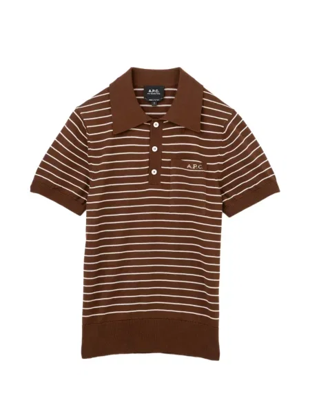 Scurt tricou polo A.p.c. cu dungi maro