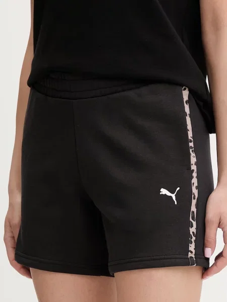 Puma teplákové šortky s bavlnou Essential graphic animal černé