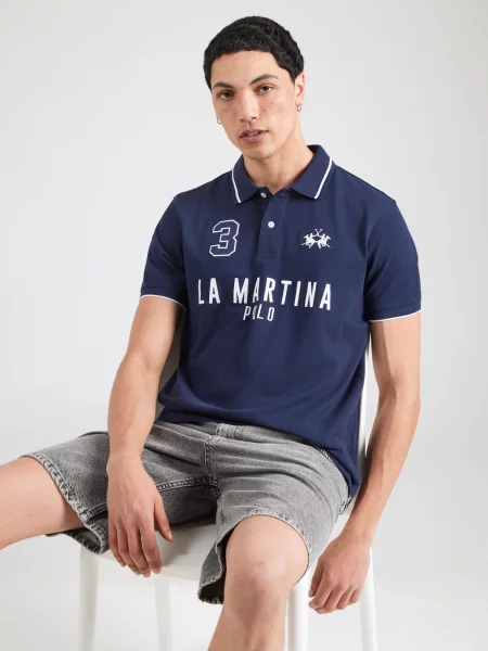 La Martina Tričko tmavomodrá biela