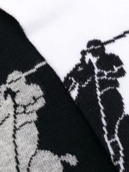 Zkrácené žebrované květinové ponožky Polo Ralph Lauren černé