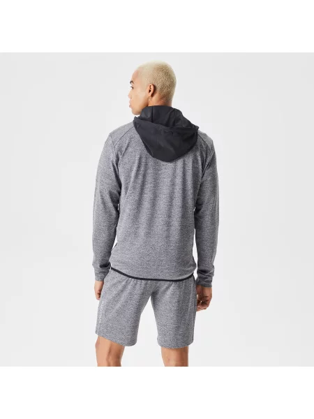 Lacoste Bluza Z Kapturem Ze Wzorem Slim Fit szara